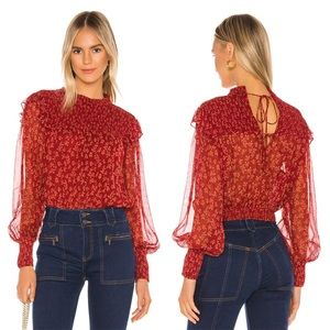 Free People Roma blouse red floral size small